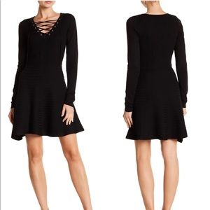 NWOT V-Neck Lace-Up Sweater Dress